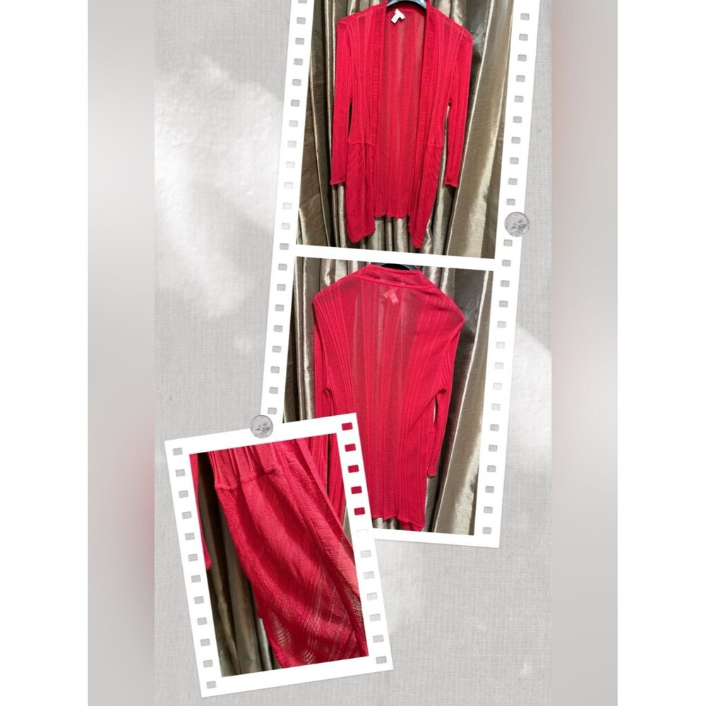 Chico's Red Open-Front Long Cardigan #1969